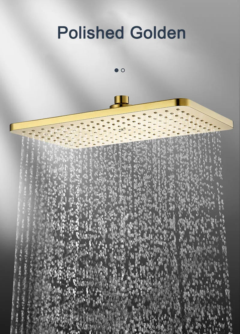 Black Golden Shower Head Rainfall , Rainfall Showerhead