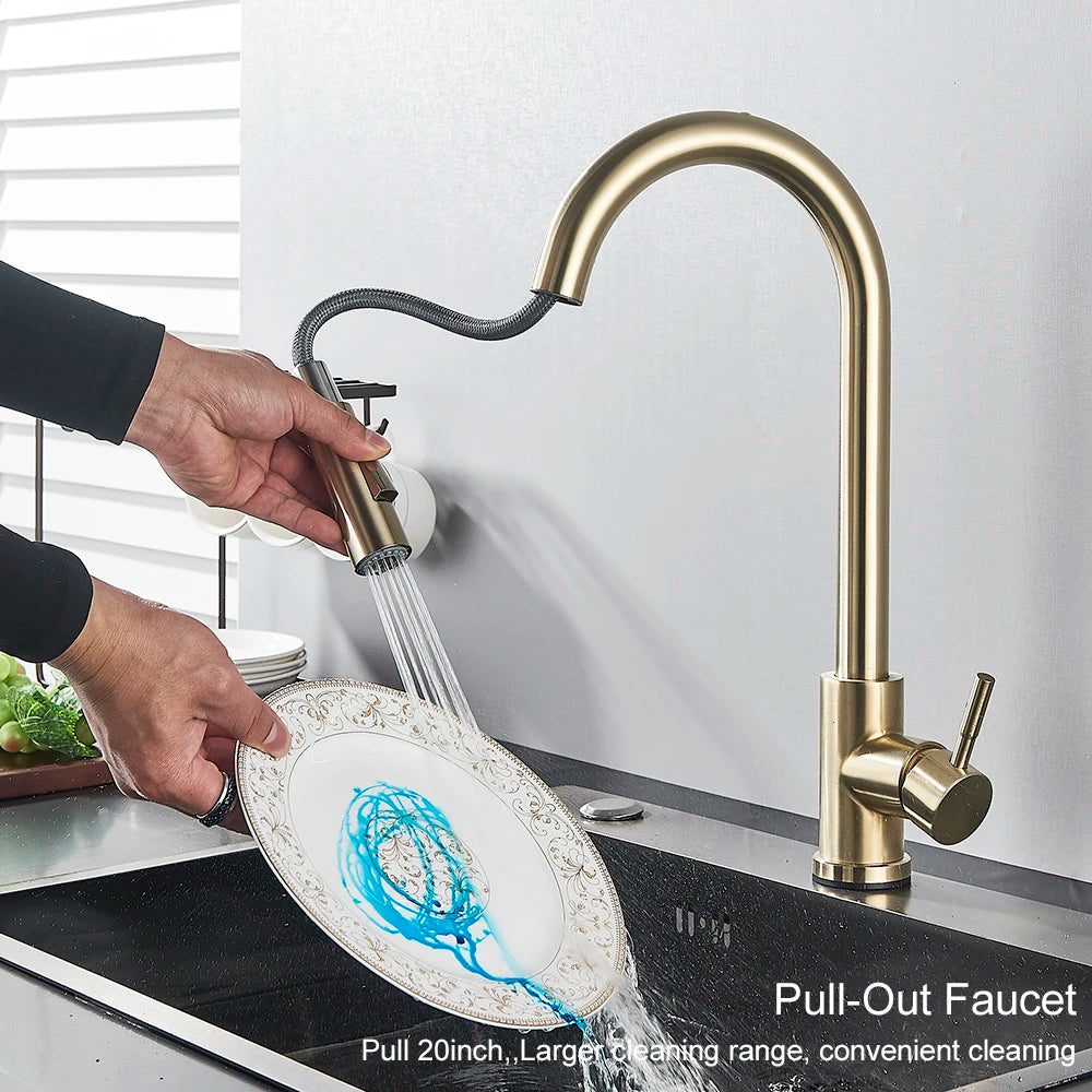 Pull Out Sensor Black Kitchen Faucet Sensitive Touch Control Faucet Mixer