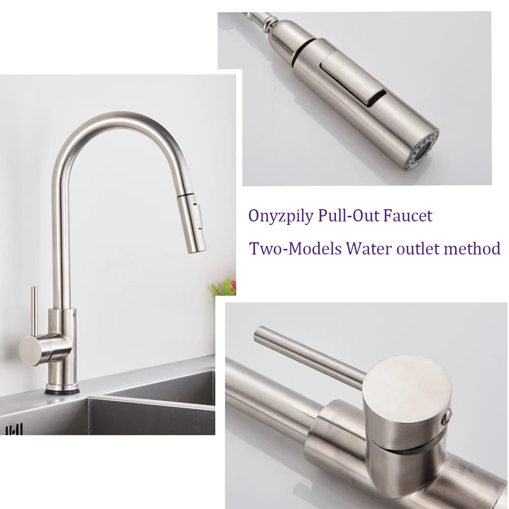 Pull Out Sensor Black Kitchen Faucet Sensitive Touch Control Faucet Mixer
