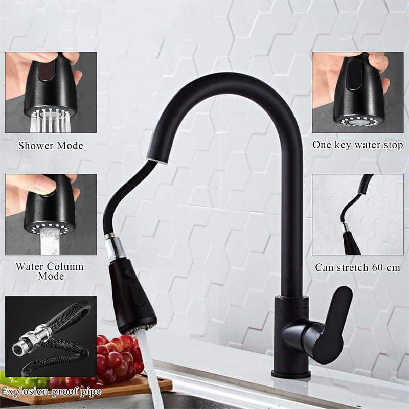 Kitchen Faucets stainless steel Pull Out Kitchen Sink Water Tap Mixer Stream Sprayer Head