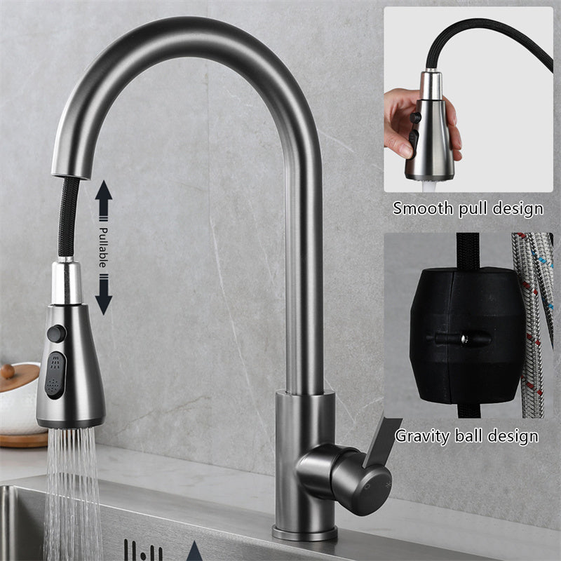 Kitchen Faucets stainless steel Pull Out Kitchen Sink Water Tap Mixer Stream Sprayer Head