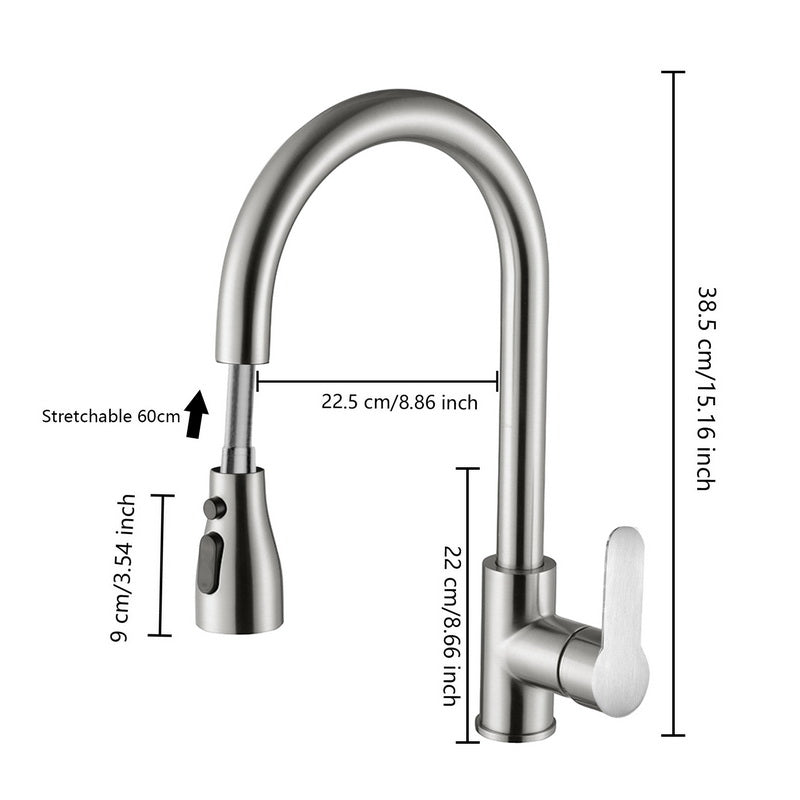 Kitchen Faucets stainless steel Pull Out Kitchen Sink Water Tap Mixer Stream Sprayer Head