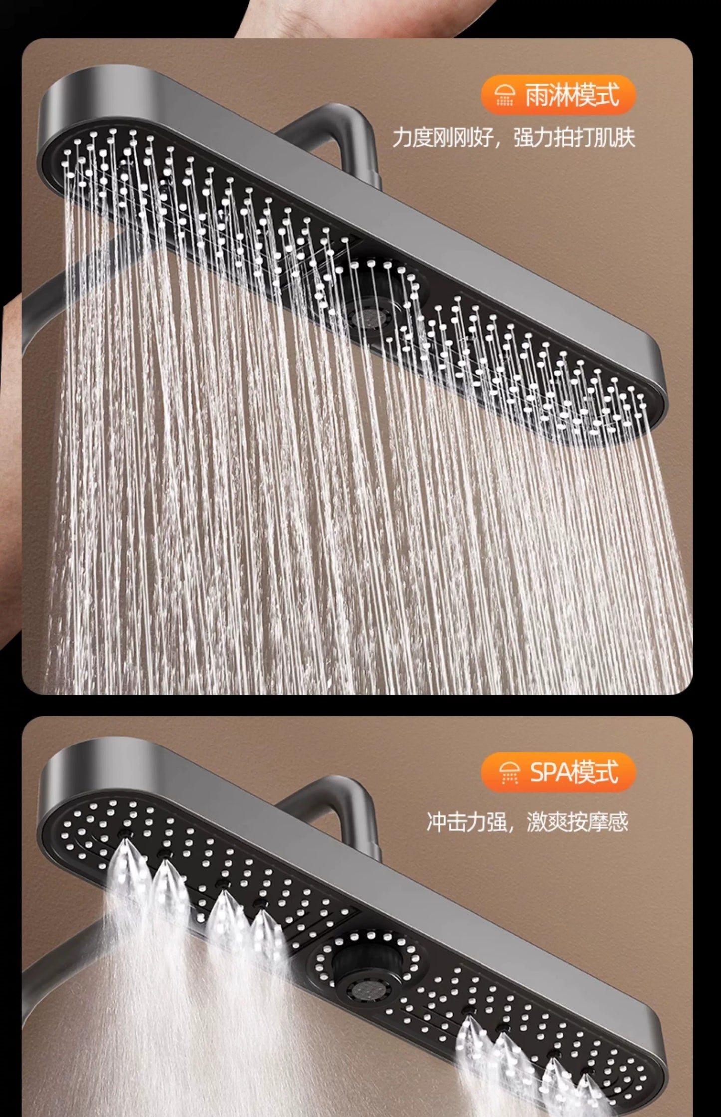 New 480mm Big Panel Showerhead 3 Mode Supercharge Rainfall Shower Head