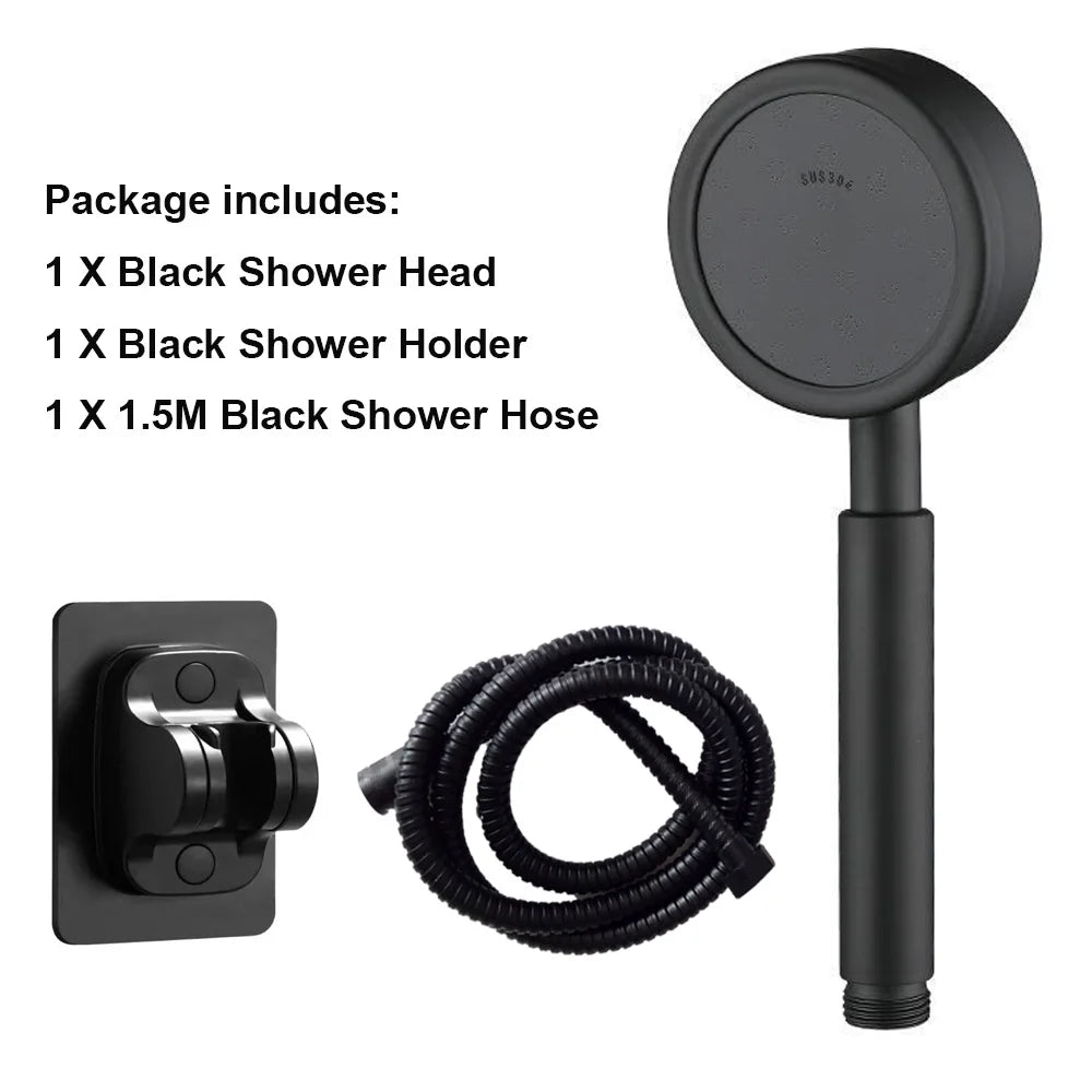 Black Stainless Steel Shower Head Fall resistant Durable High Pressure Showerhead