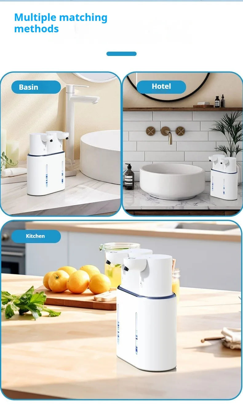New large capacity automatic induction soap dispenser foam machine double head soap dispenser wall mounted hand sanitizer