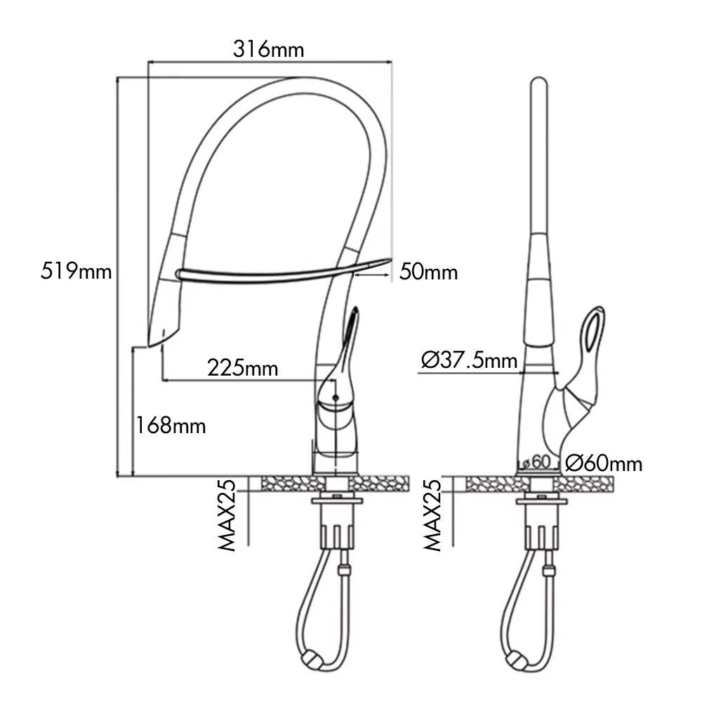 Pull Out Sensor Kitchen Faucet Single Handle Digital Display Intelligent Control