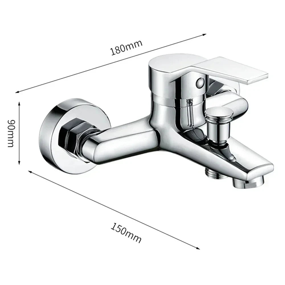 Zinc Alloy Basin Faucets Chrome Wall Mounted Hot Cold Water Dual Spout Mixer Tap