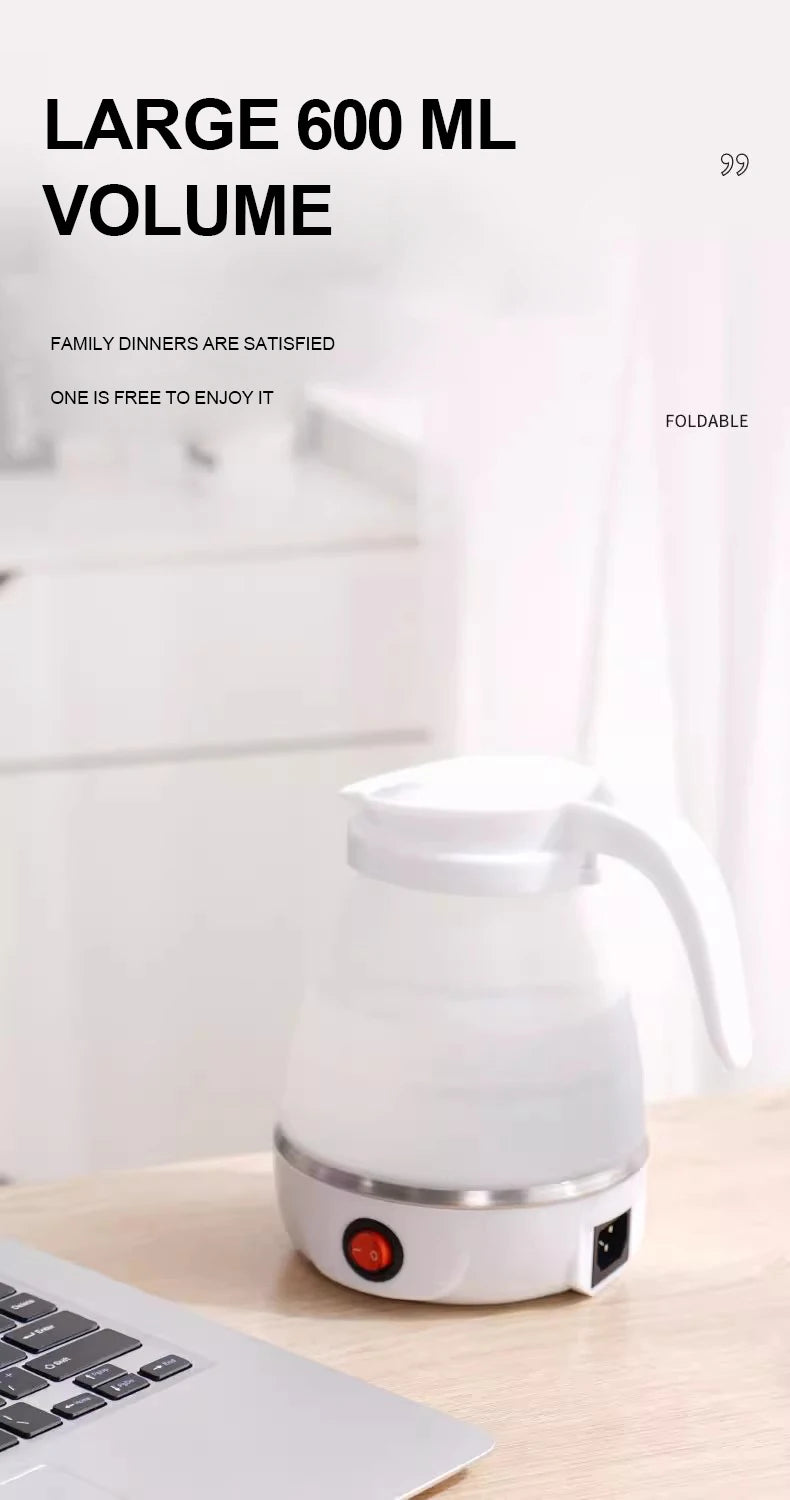 0.6L Mini Folding Kettle Portable Water Heater 600W Silicone Compression Electric Kettle