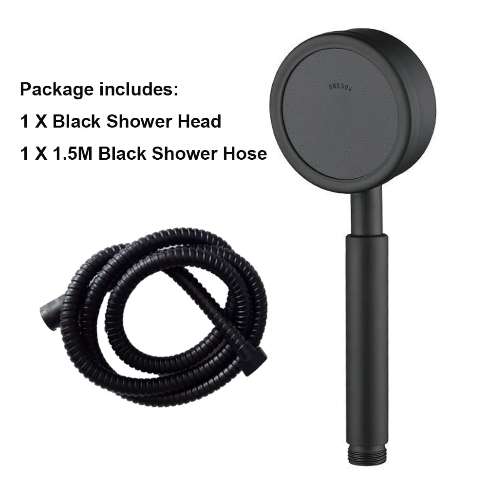 Black Stainless Steel Shower Head Fall resistant Durable High Pressure Showerhead