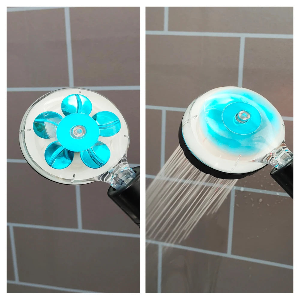 LED Digital Temperature Display Shower Head Temperature Control Colorful Fan Spray Nozzle