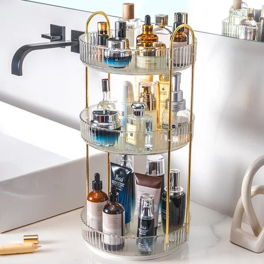 Rotating Makeup Organizer for Vanity 3 Tier Skincare Organizers