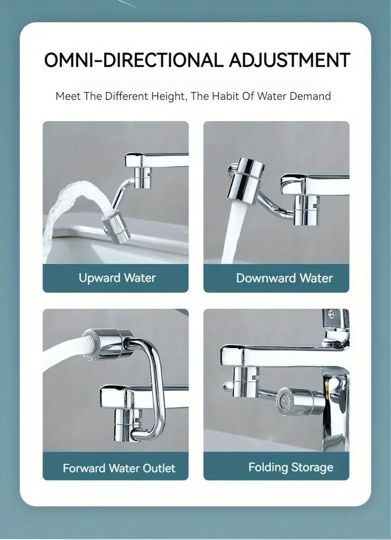 1080° Swivel Faucet Extender Universal Splash proof Dual Spray Modes