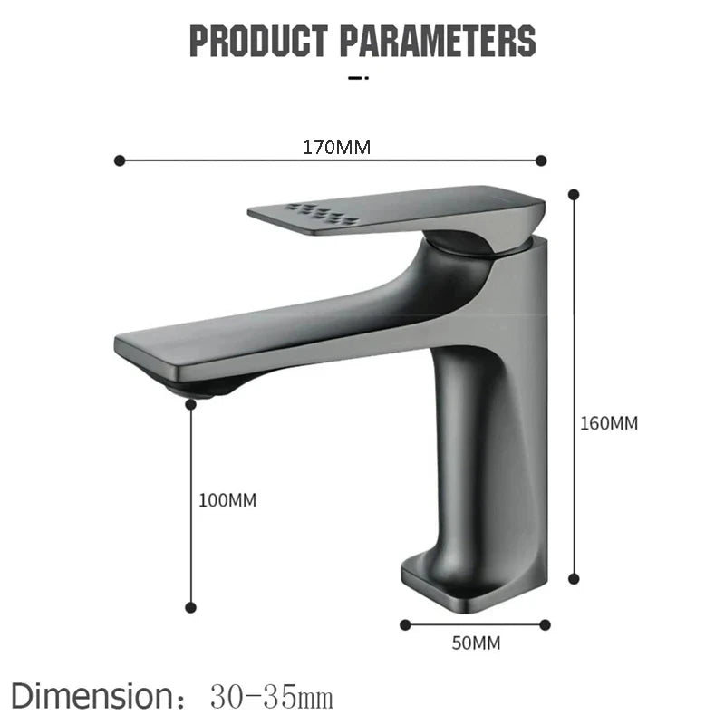 Brass Core Modern Bathroom Sink Faucet Single Handle Deck Mounted Hot And Cold Mixer