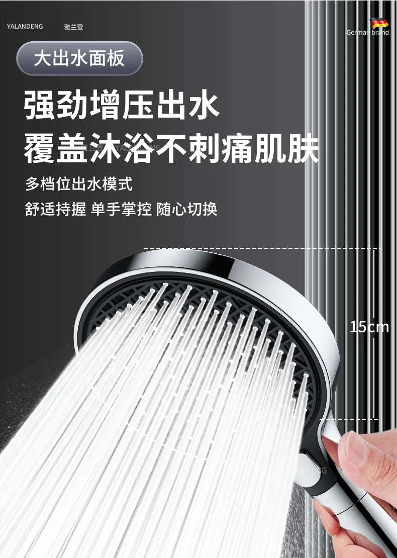15CM Big Panel High Pressure Shower Head With Filter 3 Modes
