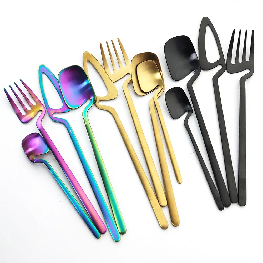 32pcs Black Matte Cutlery Set 304 Stainless Steel Dinnerware Set Knife Fork Spoon Dinner Set