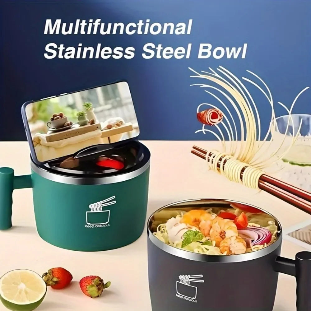 Ramen Bowl, Lunch Container,1000ml Large Thai Soup Bowls, Tableware with Phone Stand