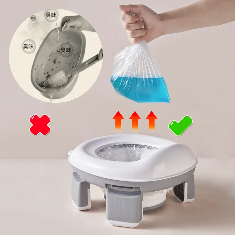 3 in 1 Travel Toilet Seat Foldable Children Potty with Bags Baby Pot Portable Silicone Baby Potty Training Toilet Seat