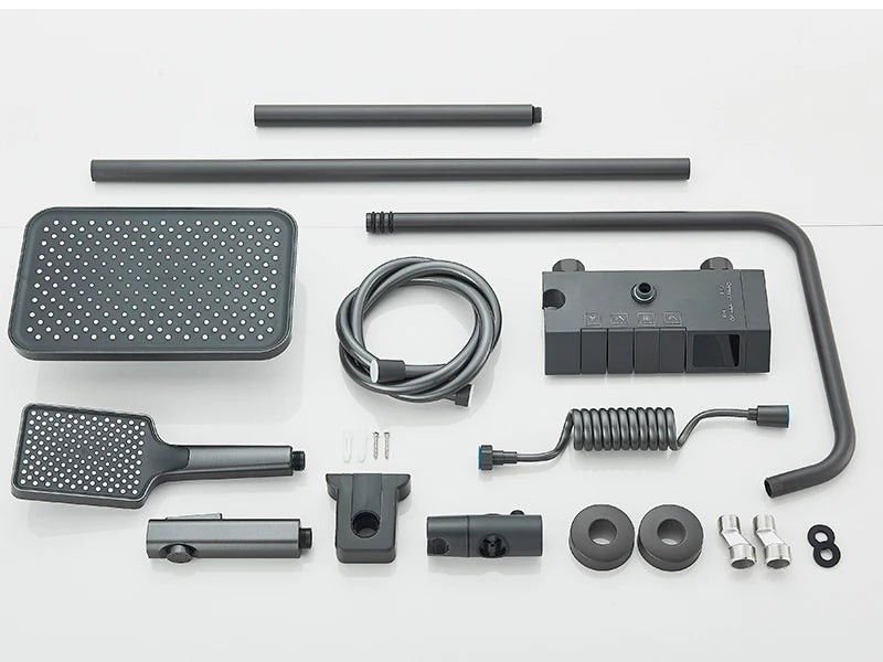 Rozin Black Smart Digital Display Shower Faucet Set Piano Style Rain fall Grey Digital Mixer