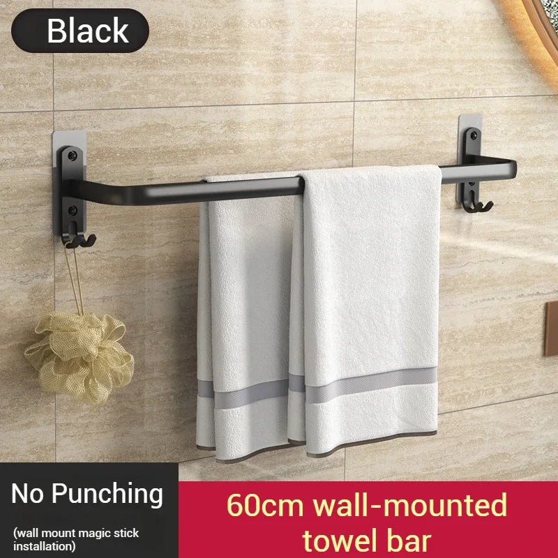 ZEXEF 1/2 Layer Bathroom and Shower Accessories for Bath Towel Rack Organizer Black Drilling Movable