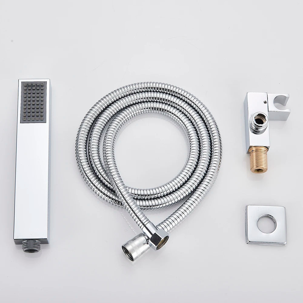 Chrome Bathroom Shower Faucet Set 2/3 Way Rainfall Mixed Brass Diverter Mixer Tap 8-16" Head Wall Mounted Embedded Box Control