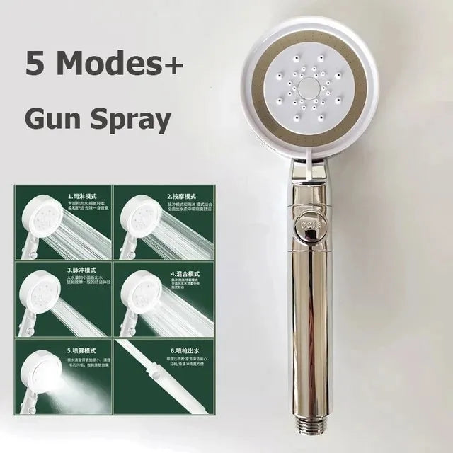 230mm Big Panel Showerhead 6 Mode Supercharge Rainfall Shower Head