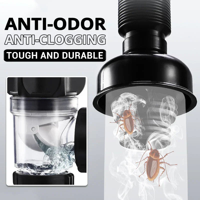 Flip Top Anti-Odor Drain Pipe Set Kitchen Sink Drain Anti Clogging