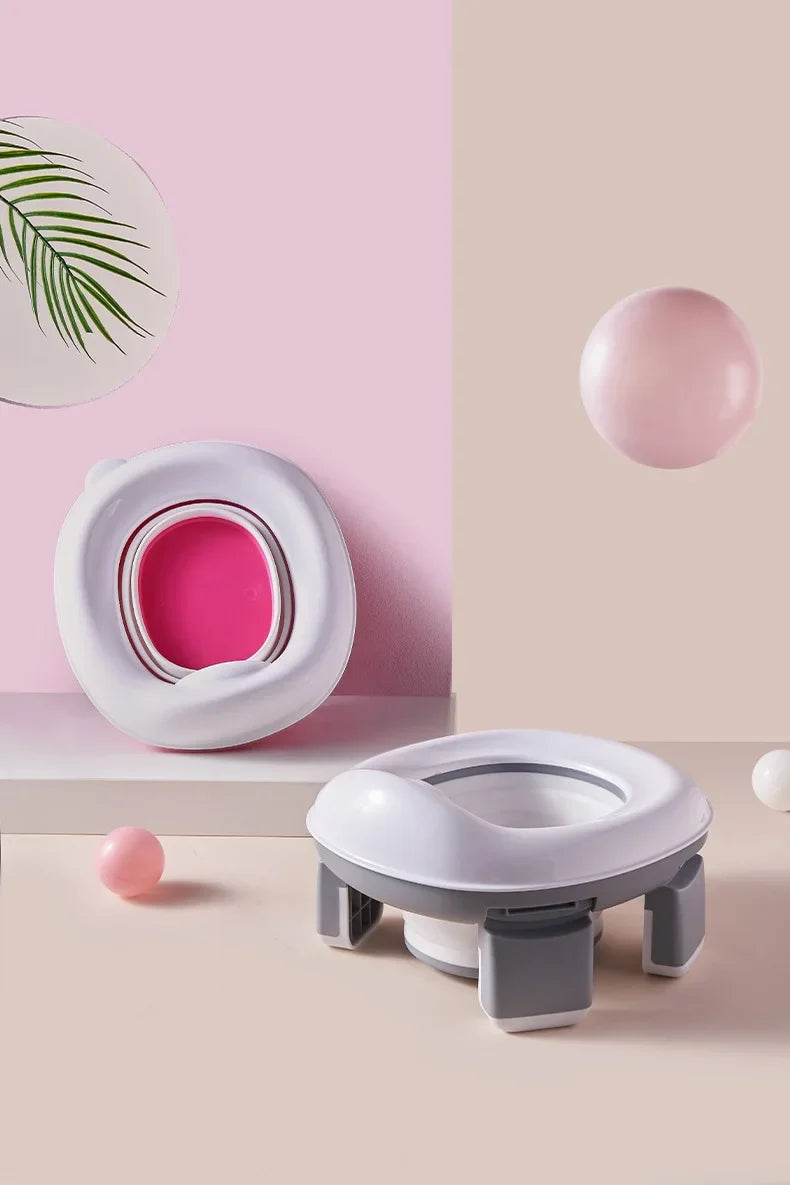 3 in 1 Travel Toilet Seat Foldable Children Potty with Bags Baby Pot Portable Silicone Baby Potty Training Toilet Seat