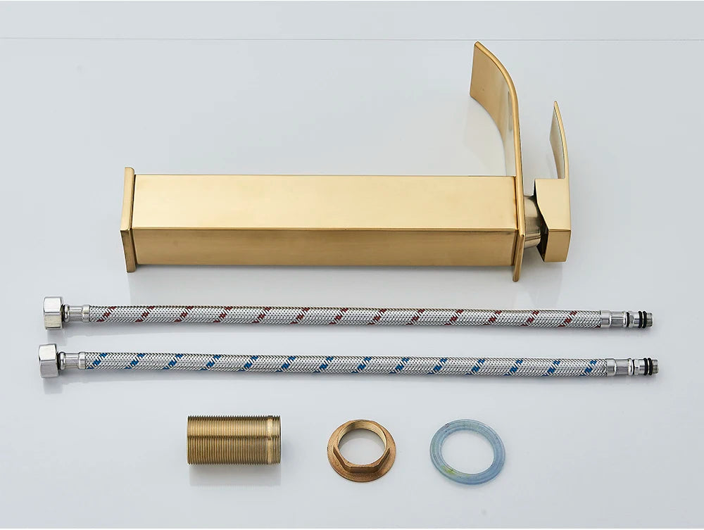 Brushed Golden Basin Faucets Single Lever Hole Deck Mount
