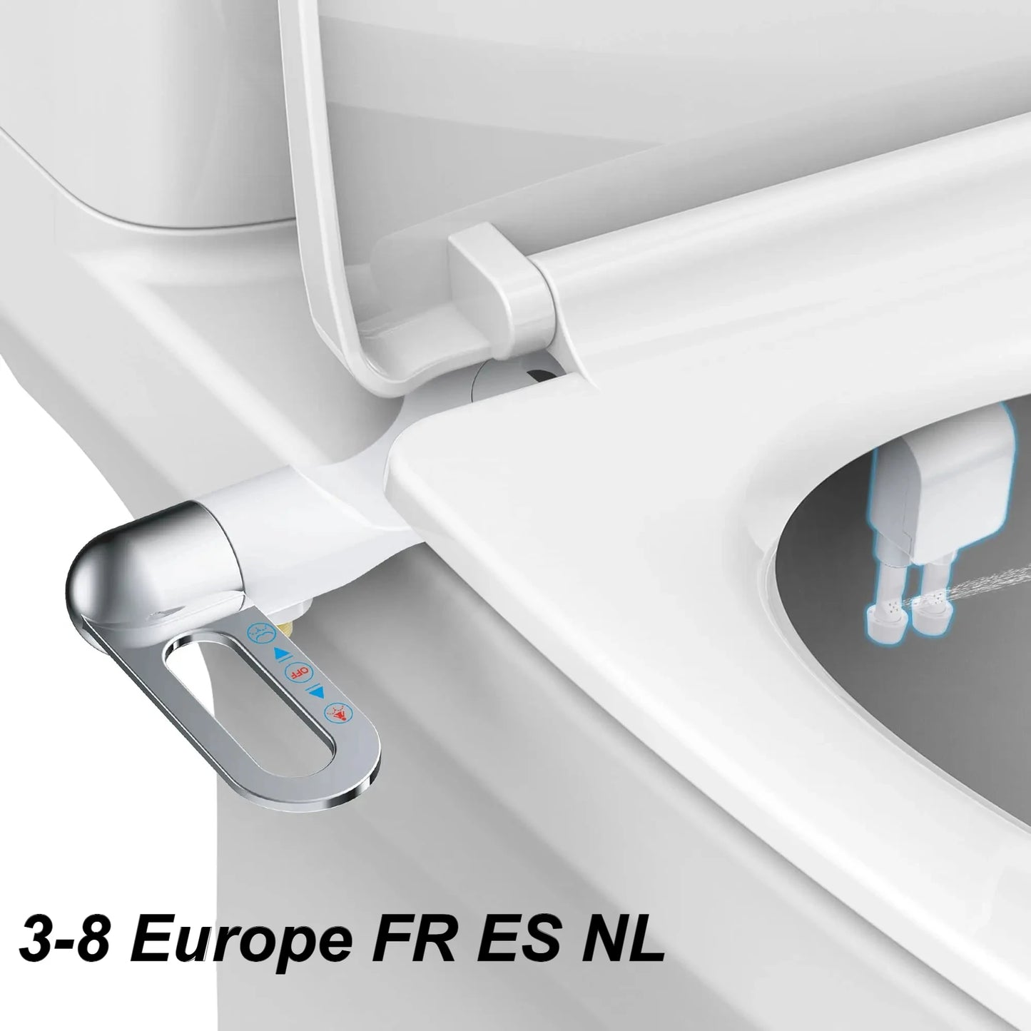 Slim Bidet Toilet Seat Attachment Non-Electric Dual Nozzle Bidet Adjustable Water Pressures