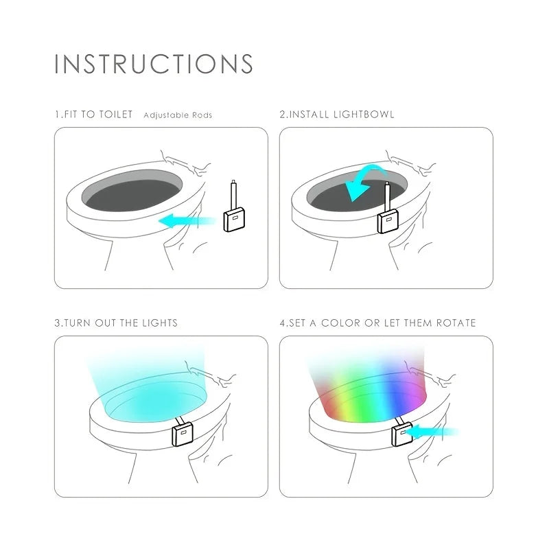 Toilet Motion Sensor Light, 8 Colors Changing Sensor LED Washroom Night Light