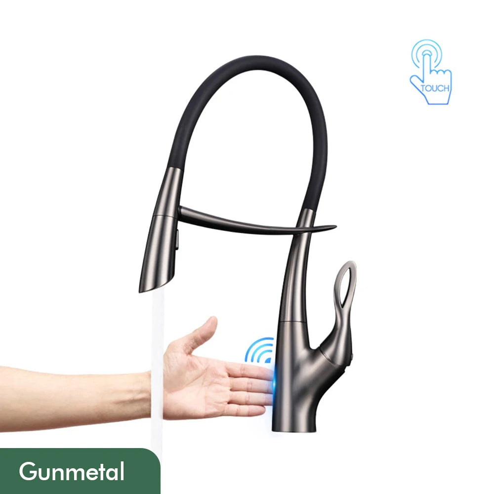 Pull Out Sensor Kitchen Faucet Single Handle Digital Display Intelligent Control