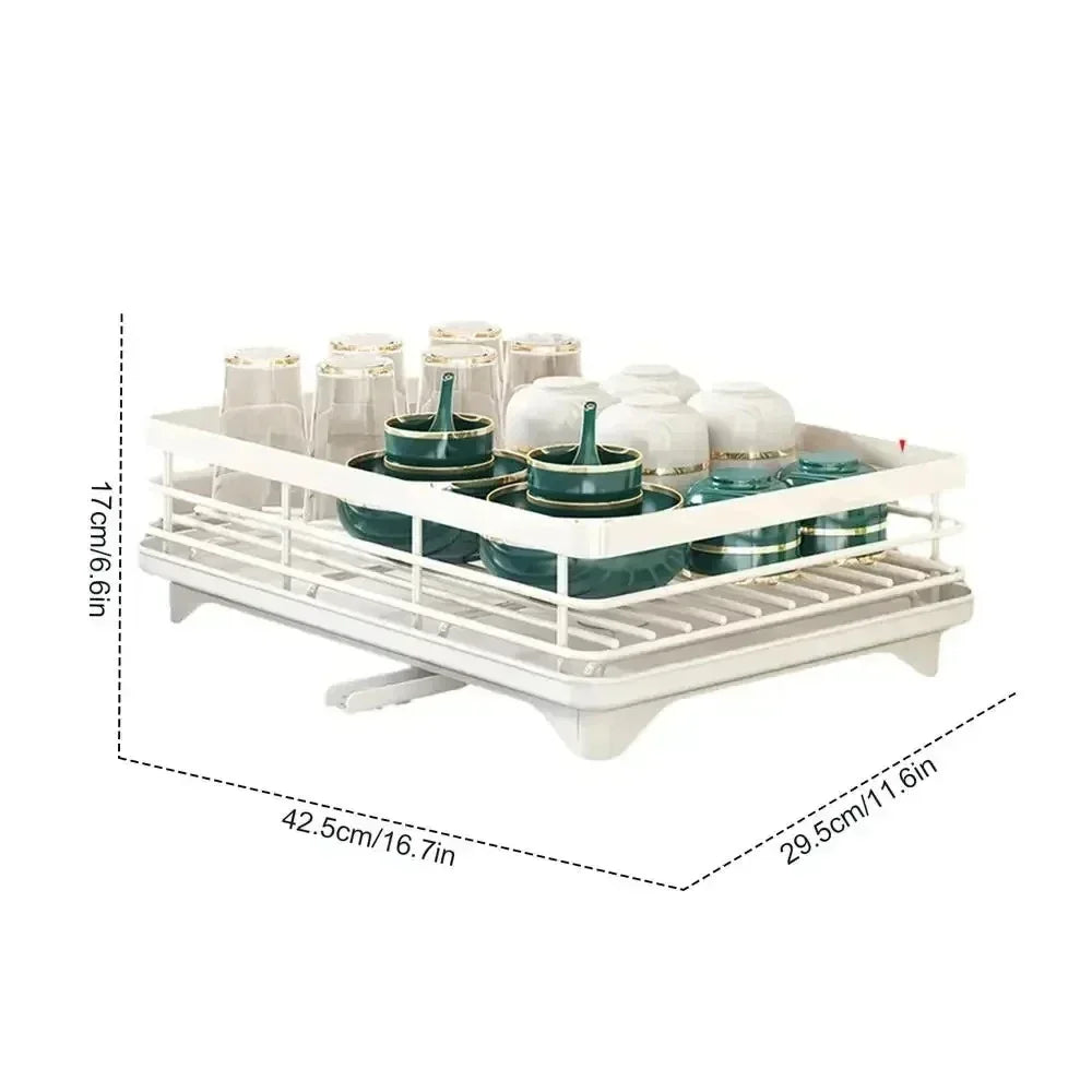 Bowl Rack - 2 Tier Dish Drainer Storage Adjustable Space Saving Kitchen Utensil Organizer for Plates Cups Cutlery
