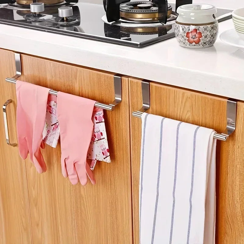 Towel Rack Over Door Towel Bar Hanging Holder,Stainless Steel Bathroom Kitchen Cabinet non-drilling rack