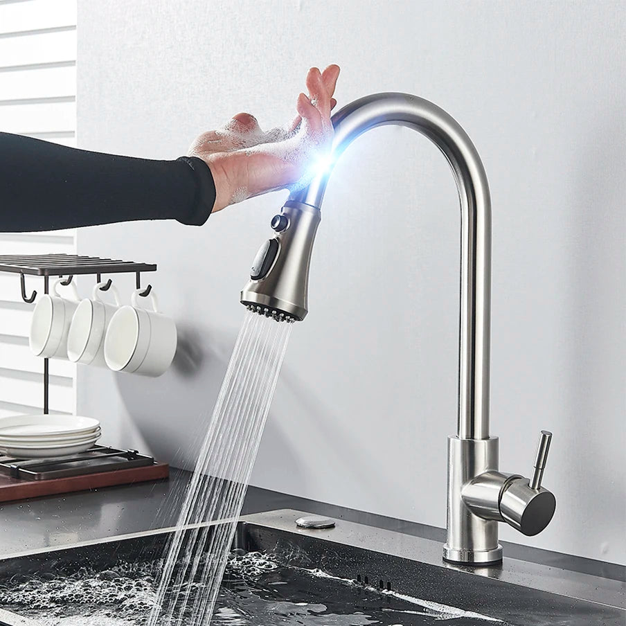 Pull Out Sensor Black Kitchen Faucet Sensitive Touch Control Faucet Mixer