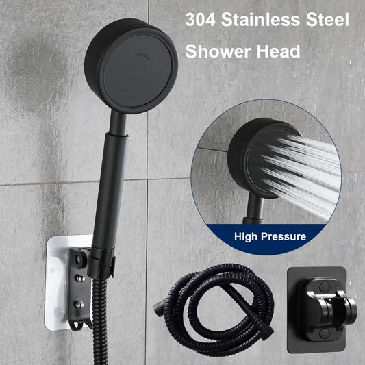 Black Stainless Steel Shower Head Fall resistant Durable High Pressure Showerhead