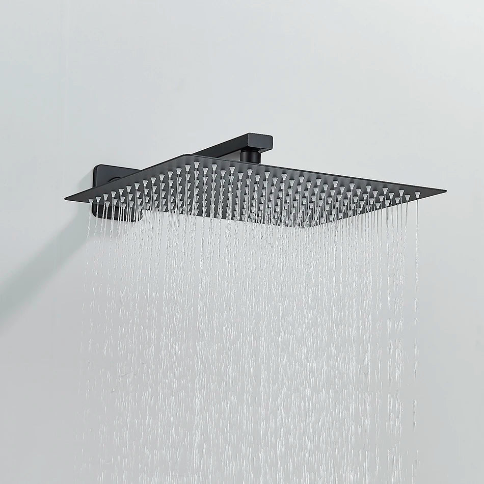 Rainfall Shower Head 8"/10"/12" Square Bathroom Ultrathin . Wall Mounted