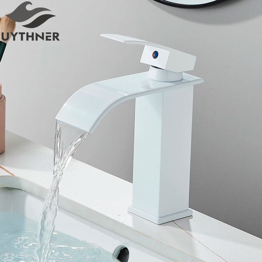 Brushed Golden Basin Faucets Single Lever Hole Deck Mount