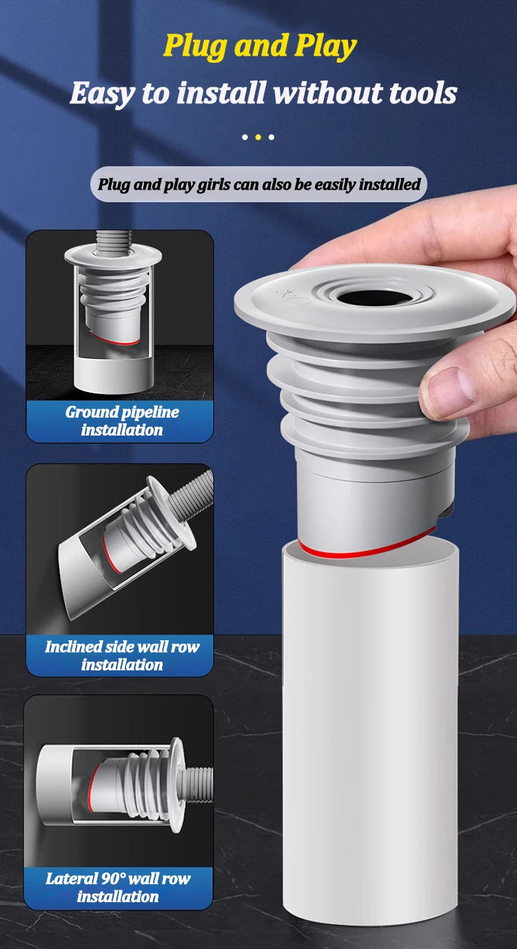 Silicone Bathroom Sewer Seal Ring Kitchen Sink Sewer Pipe Plug Washing Machine Anti-odor Leakage Floor Drain Connector Stopper