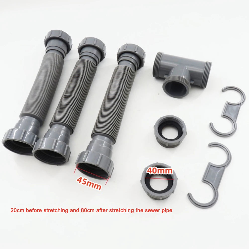 Comprehensive Plumbing Solution Double Sink Drain Kit with Flexible P Trap Pipes