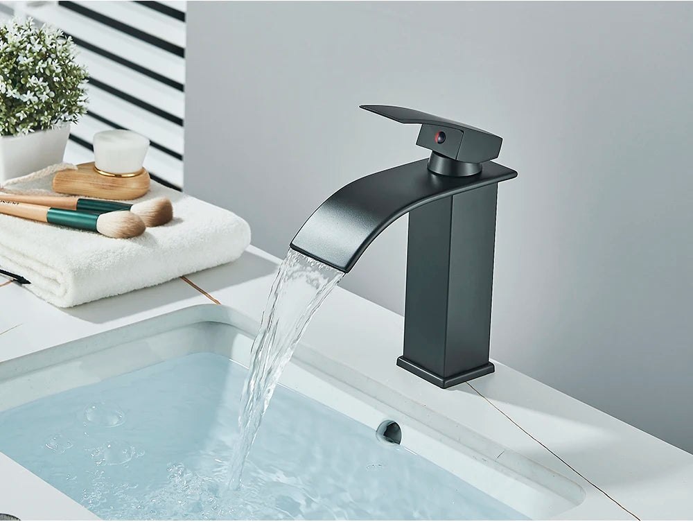 Brushed Golden Basin Faucets Single Lever Hole Deck Mount