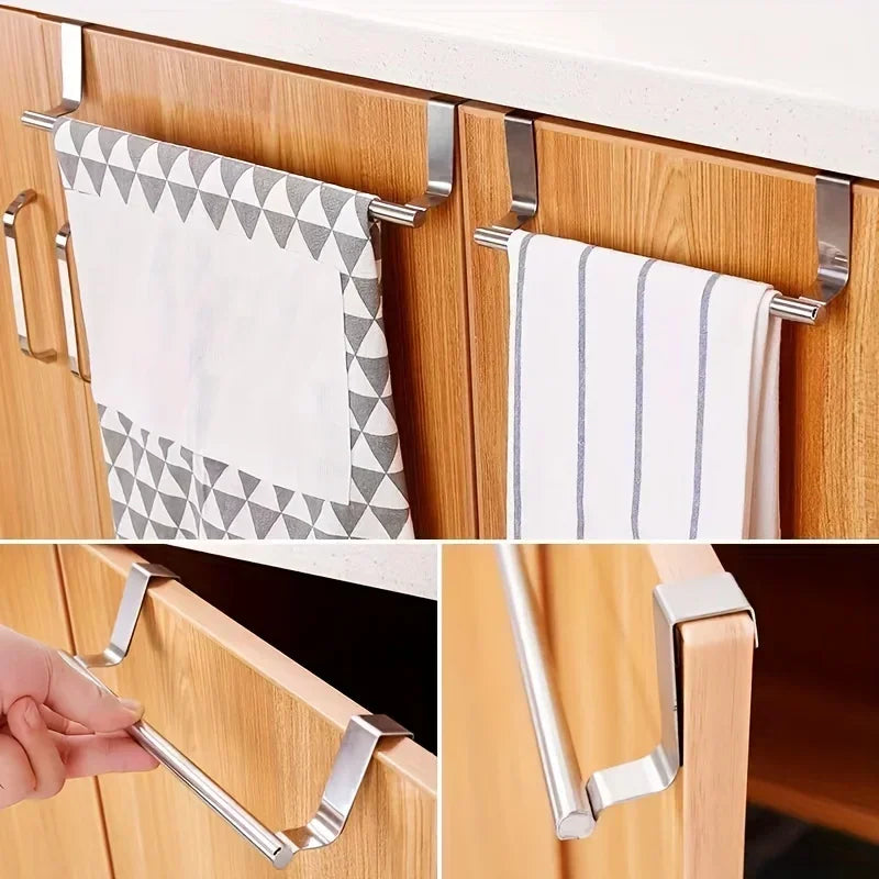 Towel Rack Over Door Towel Bar Hanging Holder,Stainless Steel Bathroom Kitchen Cabinet non-drilling rack