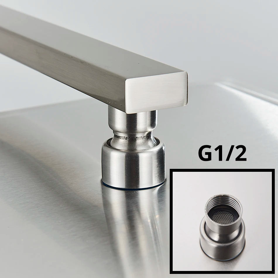 Rainfall Shower Head 8"/10"/12" Square Bathroom Ultrathin . Wall Mounted