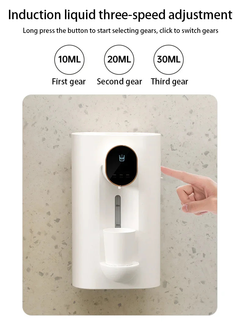 Smart Touchless 540ML Mouthwash Dispenser w/LED, 3 Modes, Wall/Table Mount, 2 Cups,