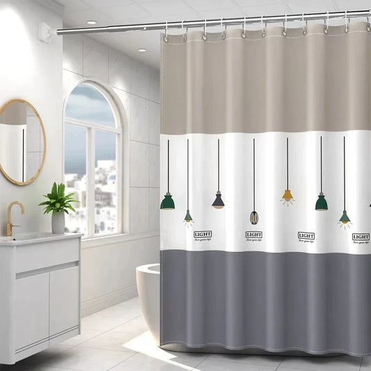 Nordic chandelier pattern shower curtain Bathroom partition curtain PEVA material waterproof and easy to clean