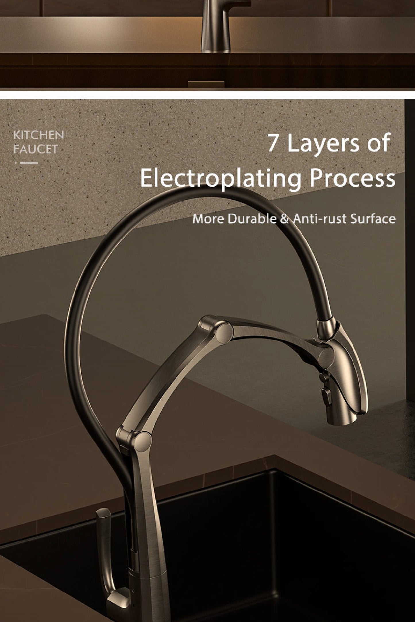 Luxury brass gun gray kitchen faucet Digital display Intelligent induction magnetic suction Pull-Out design Cold & hot sink Tap