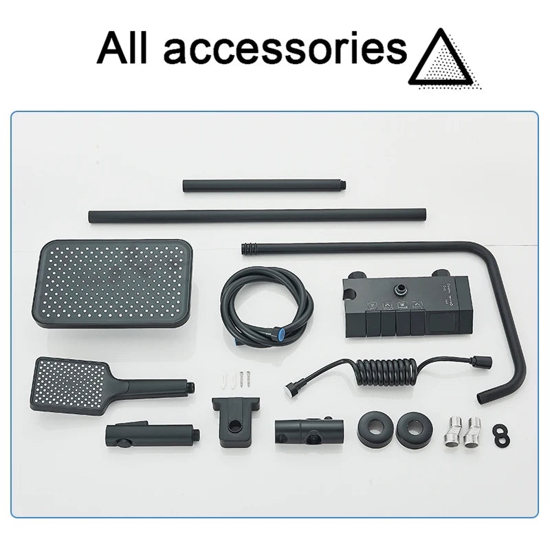 Rozin Black Smart Digital Display Shower Faucet Set Piano Style Rain fall Grey Digital Mixer