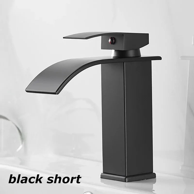 Copper core waterfall stainless steel basin faucet, hot and cold dual control faucet