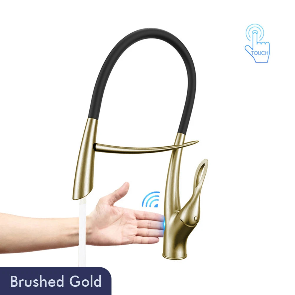 Pull Out Sensor Kitchen Faucet Single Handle Digital Display Intelligent Control