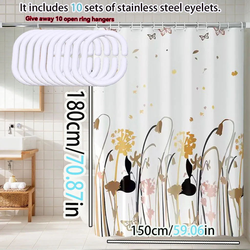 Dandelion pattern shower curtain PEVA material waterproof curtain