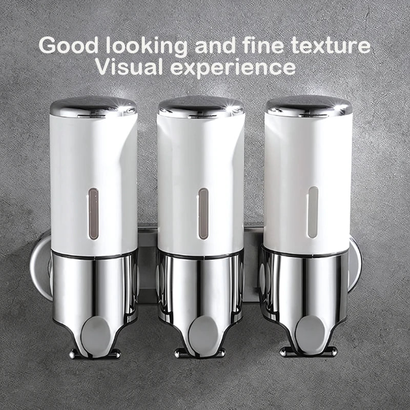 500ML Shampoo Soap Liquid Dispenser Single/Double/Triple Wall Mounted Square Manual Shower Shampoo Liquid Dispenser